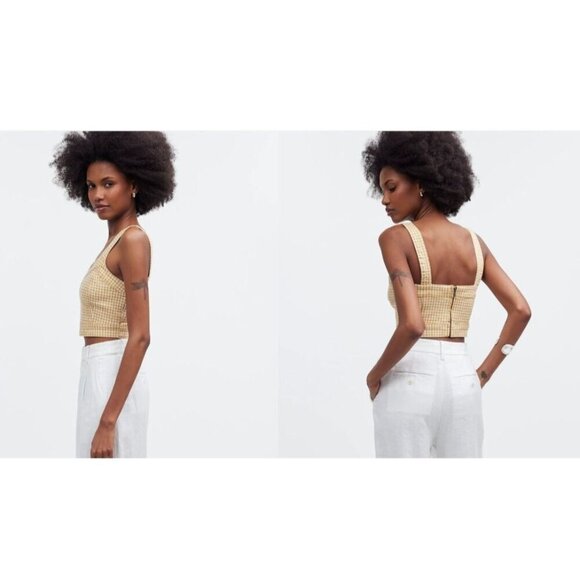 Madewell Denim Supercrop Tank Top Mini Check Plaid Cotton & Tencel Size 4 NWOT - Picture 10 of 10